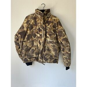 VTG Raerviks Jacket Mens Medium Brown Camo Full Zip Quilt Lined Hunting Coat 90s